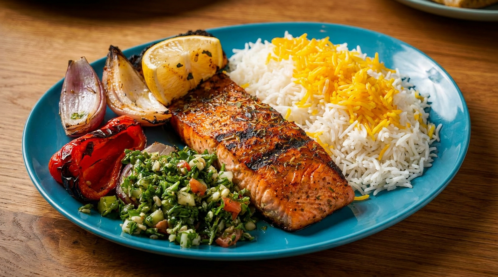 Wild-caught salmon, fresh off the grill